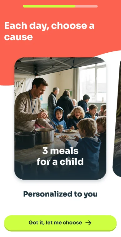 Ritmo app - each day, choose a cause